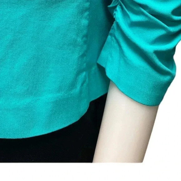 89th & Madison Aquamarine Gathered Half Sleeve Blazer Size Small - Picture 11 of 12